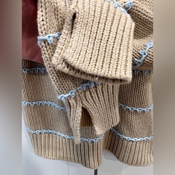 MADEWELL TEXTURED COTTON CREWNECK SWEATER IN STRIPE, PALE BLUE, SIZE XS, - Picture 9 of 16